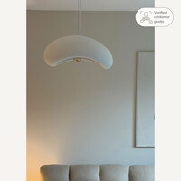 Wabi sabi-pendellampa Zenji 60 x 42 cm med steneffekt - vit