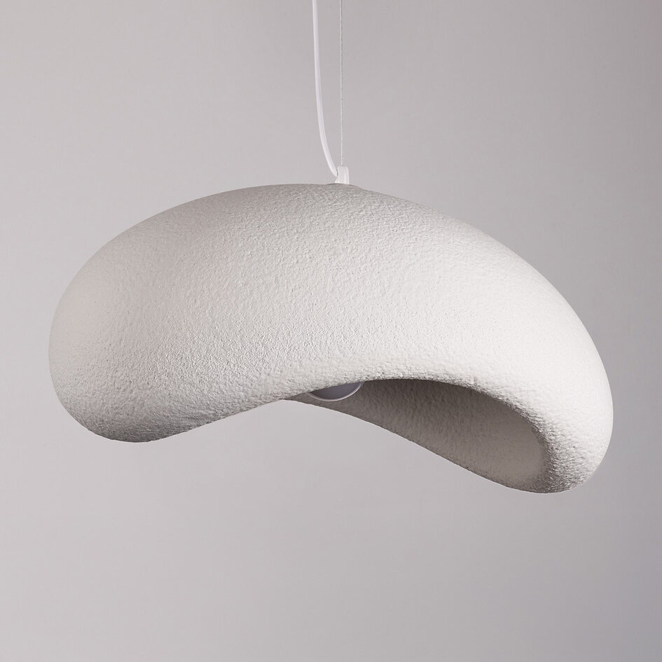 Wabi sabi-pendellampa Zenji 60 x 42 cm med steneffekt - vit