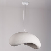 Wabi sabi-pendellampa Zenji 60 x 42 cm med steneffekt - vit