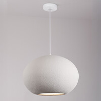 Modern wabi sabi-pendellampa med steneffekt Sora Ø47 cm - vit