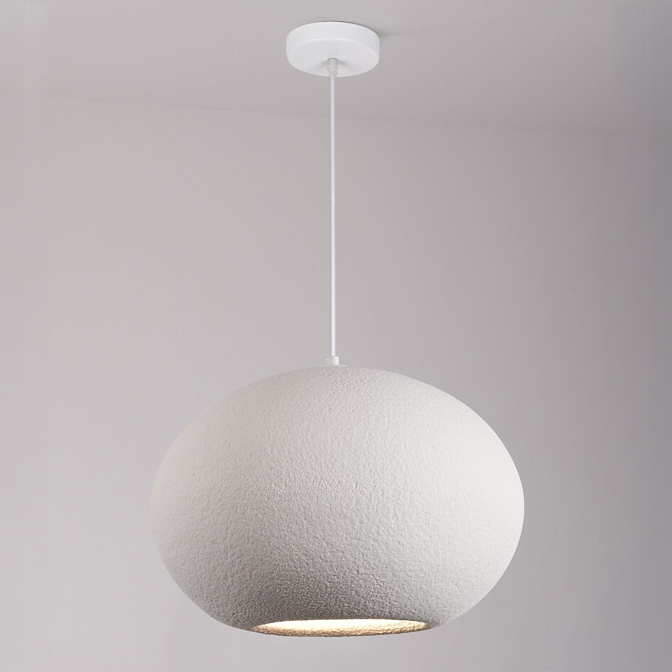Modern wabi sabi-pendellampa med steneffekt Sora Ø47 cm - vit