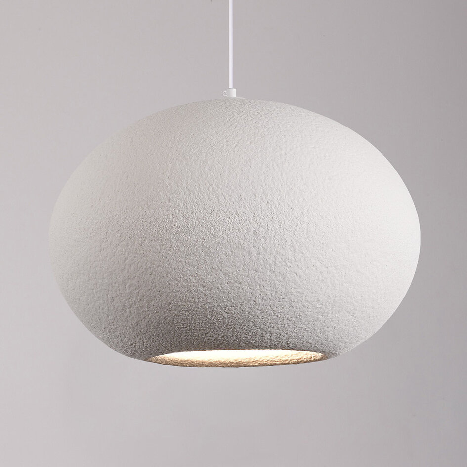 Modern wabi sabi-pendellampa med steneffekt Sora Ø47 cm - vit