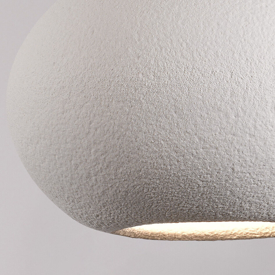 Modern wabi sabi-pendellampa med steneffekt Sora Ø47 cm - vit