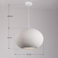 Modern wabi sabi-pendellampa med steneffekt Sora Ø47 cm - vit