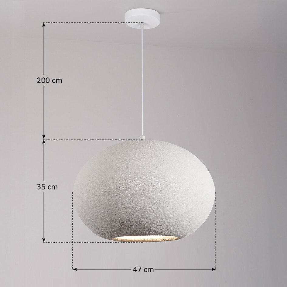 Modern wabi sabi-pendellampa med steneffekt Sora Ø47 cm - vit
