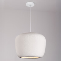 Wabi sabi-pendellampa Kumo Ø40 cm med steneffekt - vit