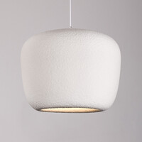Wabi sabi-pendellampa Kumo Ø40 cm med steneffekt - vit