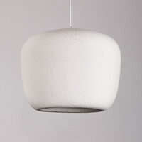 Wabi sabi-pendellampa Kumo Ø40 cm med steneffekt - vit