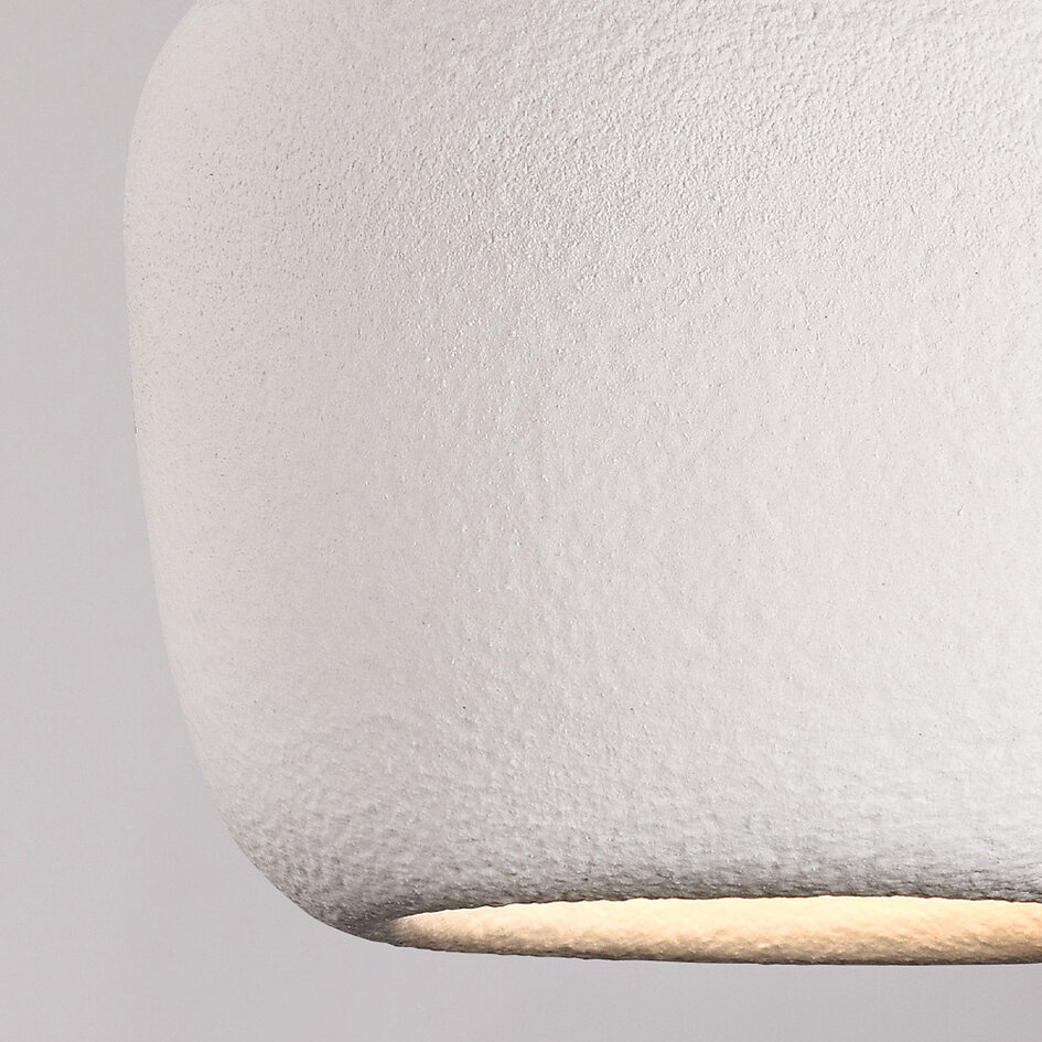 Wabi sabi-pendellampa Kumo Ø40 cm med steneffekt - vit