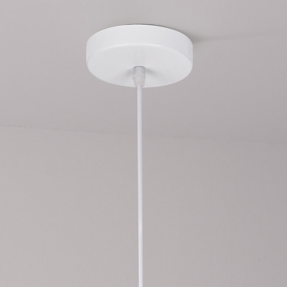 Wabi sabi-pendellampa Kumo Ø40 cm med steneffekt - vit