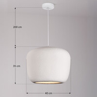 Wabi sabi-pendellampa Kumo Ø40 cm med steneffekt - vit