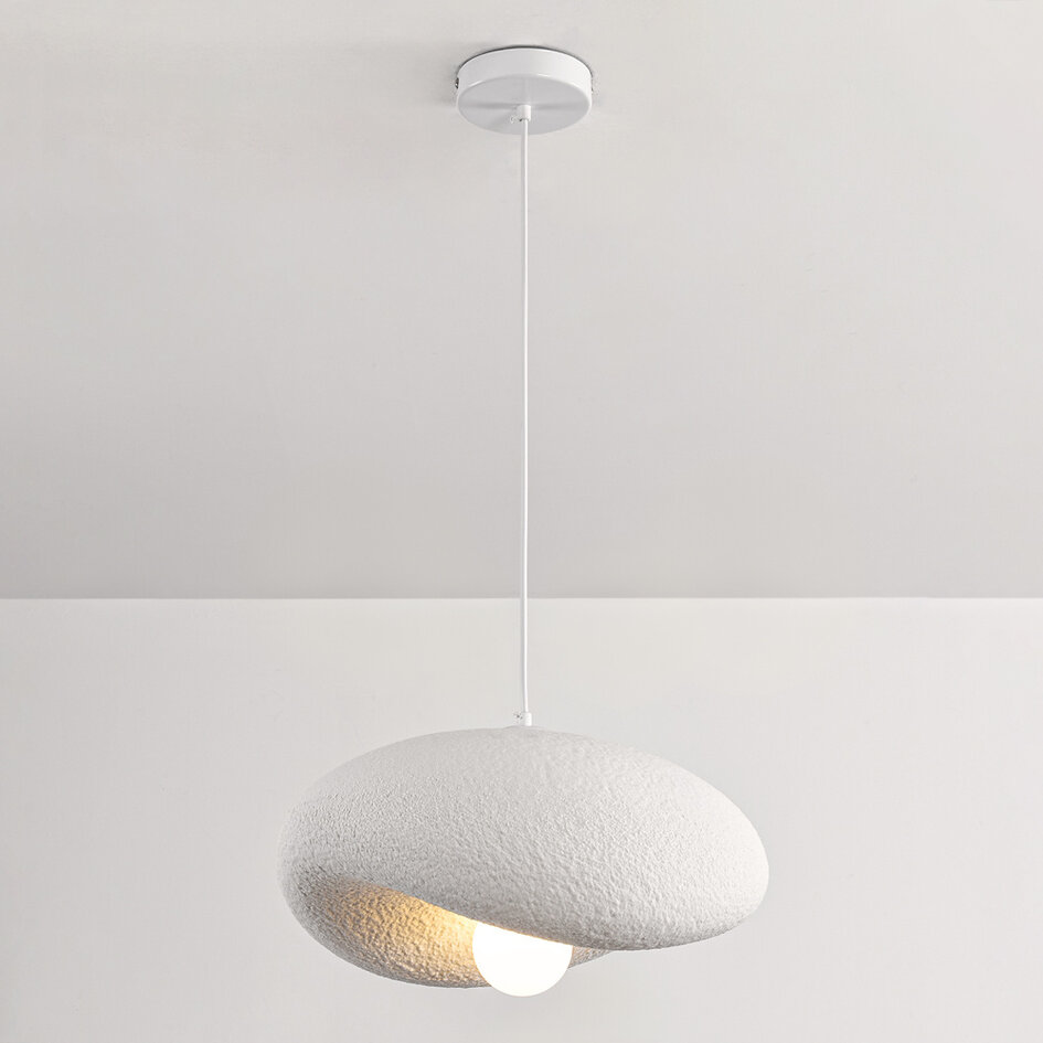 Wabi sabi-pendellampa Kawa med vit steneffekt - 40 x 36 cm