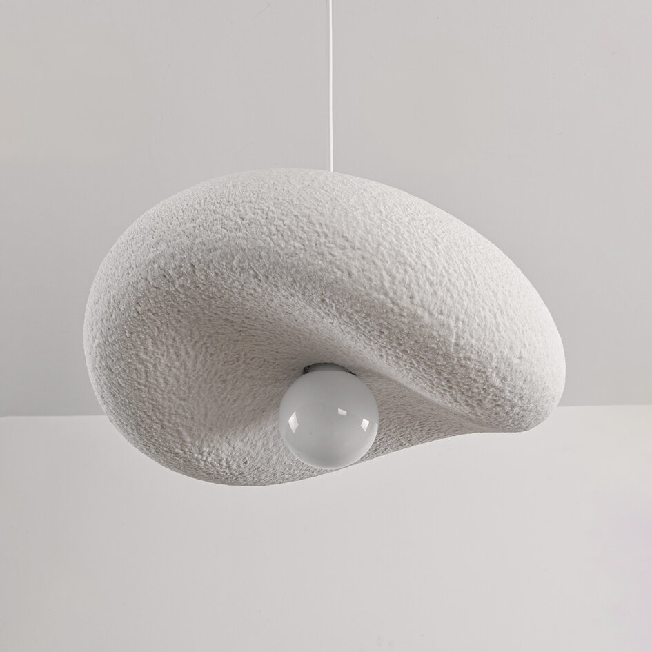 Wabi sabi-pendellampa Kawa med vit steneffekt - 40 x 36 cm