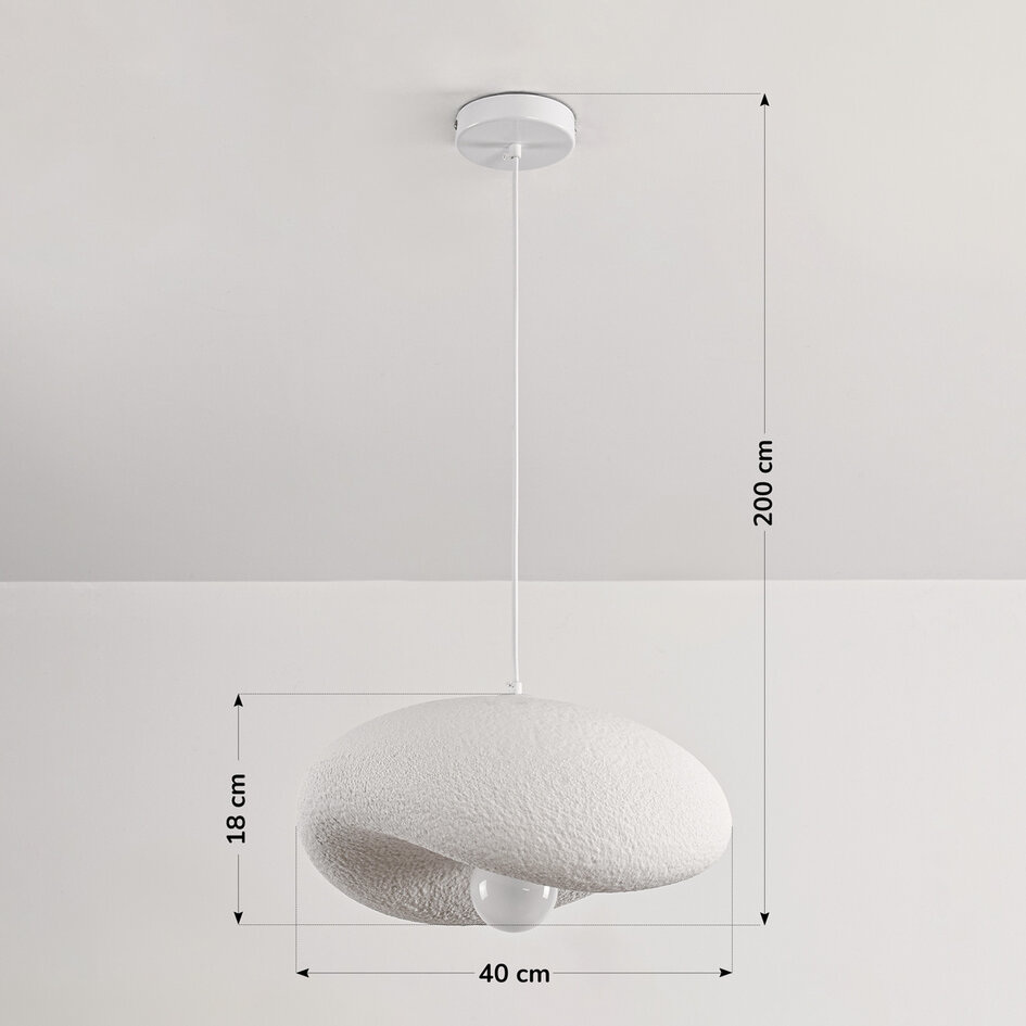 Wabi sabi-pendellampa Kawa med vit steneffekt - 40 x 36 cm