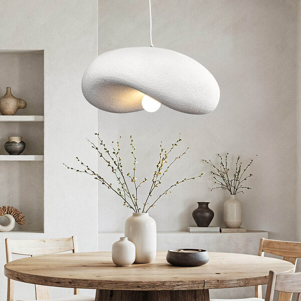 Wabi sabi-pendellampa Kawa med vit steneffekt - 60 x 55 cm