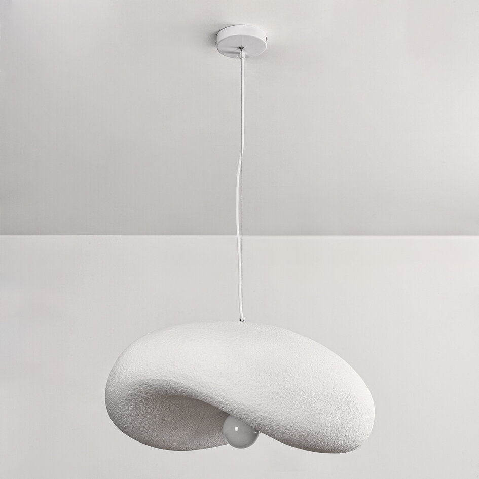 Wabi sabi-pendellampa Kawa med vit steneffekt - 60 x 55 cm