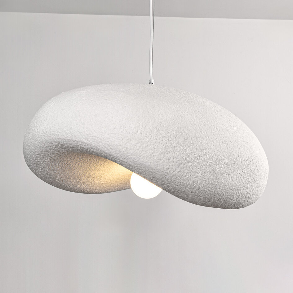 Wabi sabi-pendellampa Kawa med vit steneffekt - 60 x 55 cm