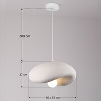 Wabi sabi-pendellampa Kawa med vit steneffekt - 60 x 55 cm