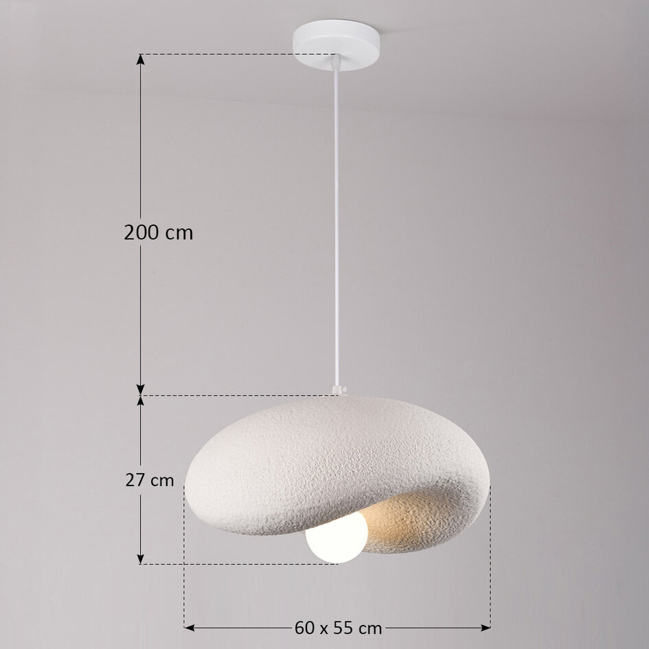 Wabi sabi-pendellampa Kawa med vit steneffekt - 60 x 55 cm