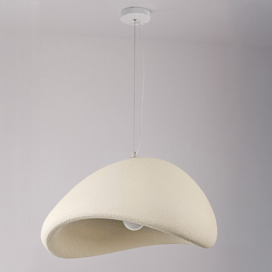 Wabi sabi-pendellampa Yume med sandbeige stenmönster - 60 x 50 cm