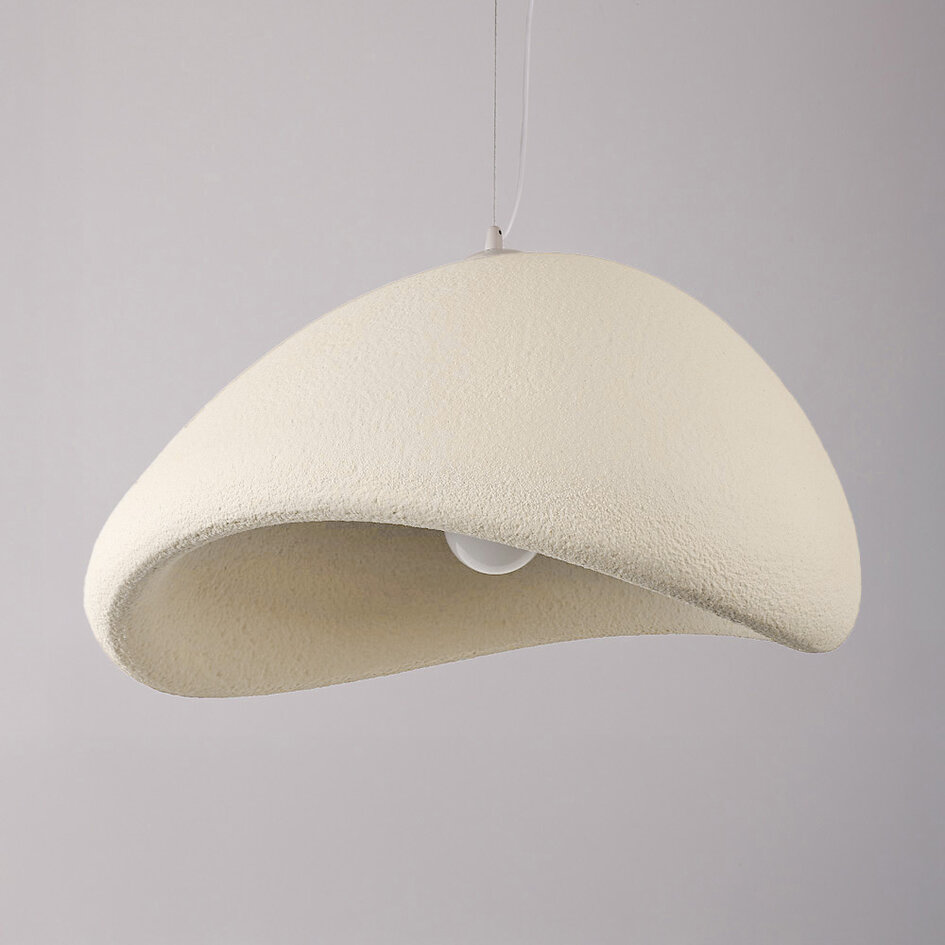 Wabi sabi-pendellampa Yume med sandbeige stenmönster - 60 x 50 cm