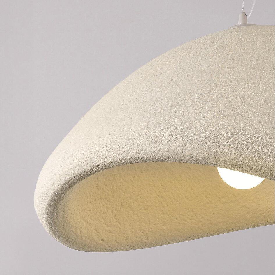 Wabi sabi-pendellampa Yume med sandbeige stenmönster - 60 x 50 cm
