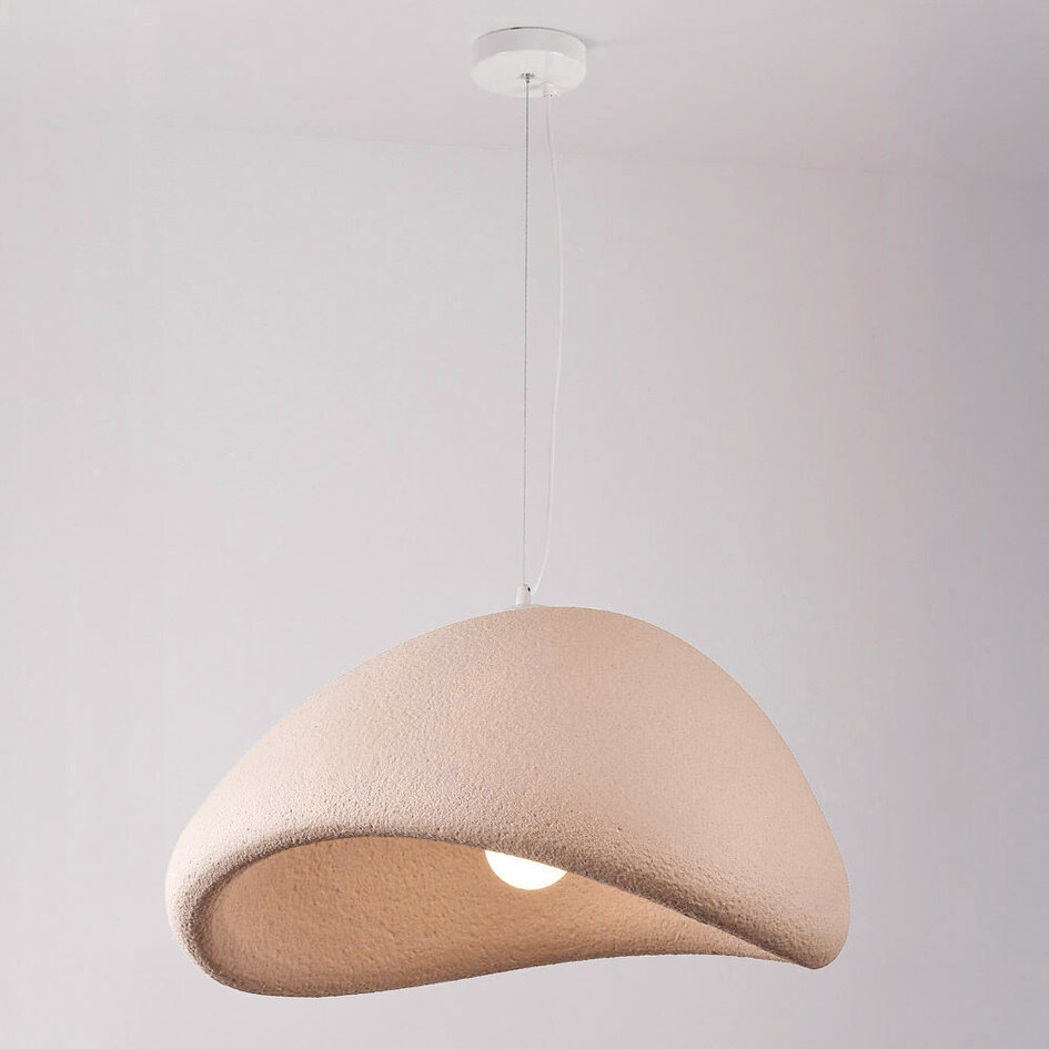 Wabi sabi-pendellampa Yume 60 x 50 cm - dammrosa stenmönster