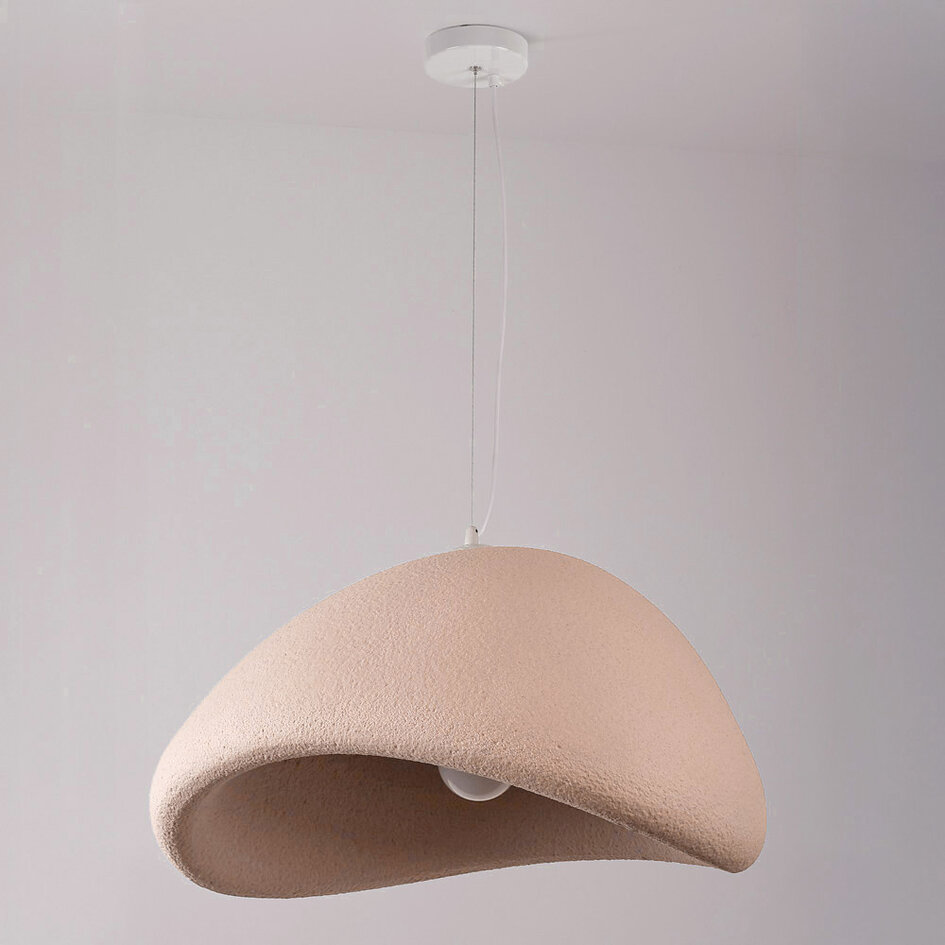 Wabi sabi-pendellampa Yume 60 x 50 cm - dammrosa stenmönster