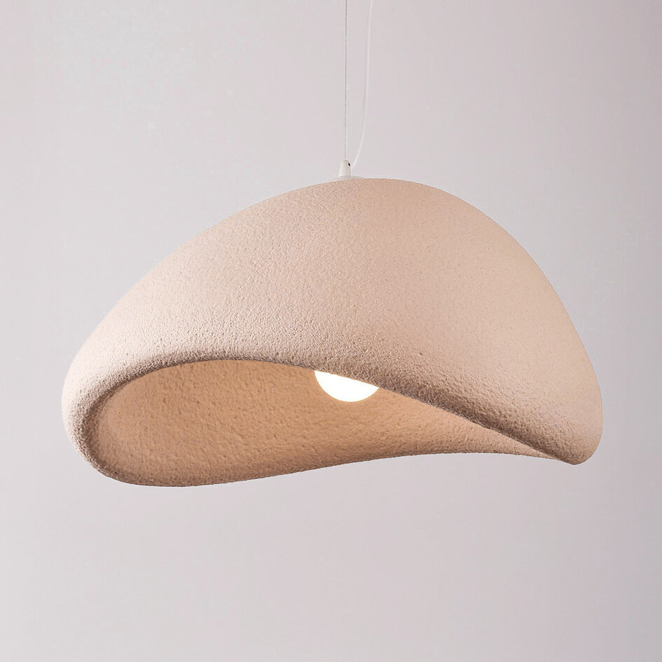 Wabi sabi-pendellampa Yume 60 x 50 cm - dammrosa stenmönster