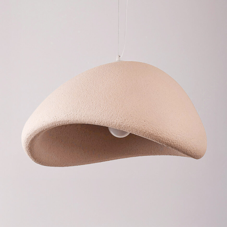 Wabi sabi-pendellampa Yume 60 x 50 cm - dammrosa stenmönster