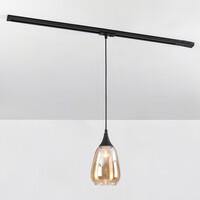 Pendellampa Noi 1-fas, droppformat amberfärgat glas