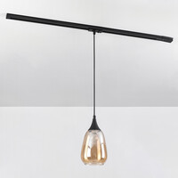 Pendellampa Noi 1-fas, droppformat amberfärgat glas