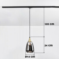 1-fas skenpendel Noi guld med rökfärgat glas och spegeleffekt - droppe