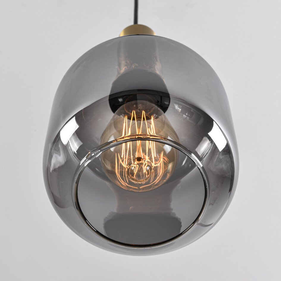 Pendellampa Appeso med en lampa - svart, guld och rökfärgat glas
