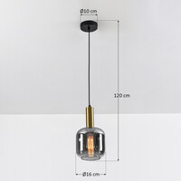 Pendellampa Appeso med en lampa - svart, guld och rökfärgat glas