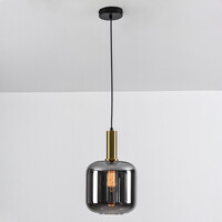 Pendellampa Basso med en lampa - svart, guld och rökglas