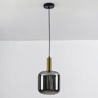 Pendellampa Basso med en lampa - svart, guld och rökglas