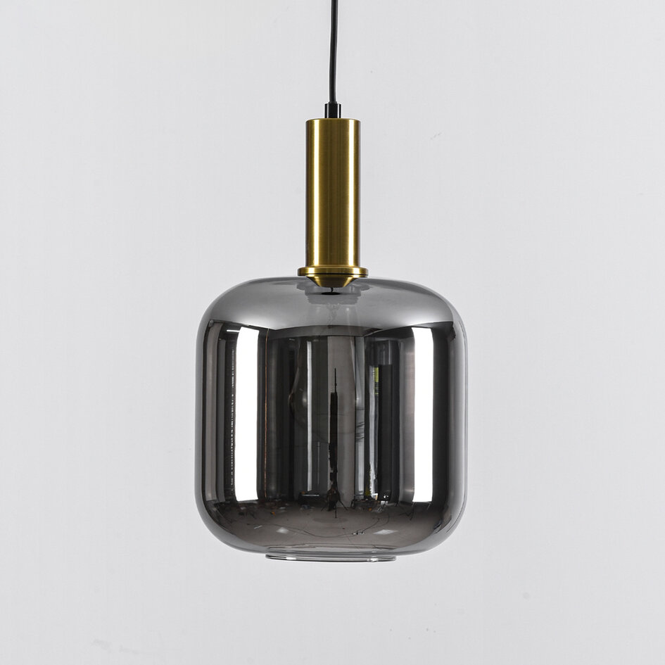 Pendellampa Basso med en lampa - svart, guld och rökglas