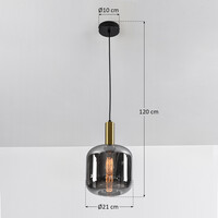 Pendellampa Basso med en lampa - svart, guld och rökglas