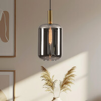 Pendellampa Sofito med en lampa - svart, guld och rökfärgat glas