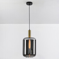 Pendellampa Sofito med en lampa - svart, guld och rökfärgat glas