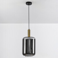 Pendellampa Sofito med en lampa - svart, guld och rökfärgat glas