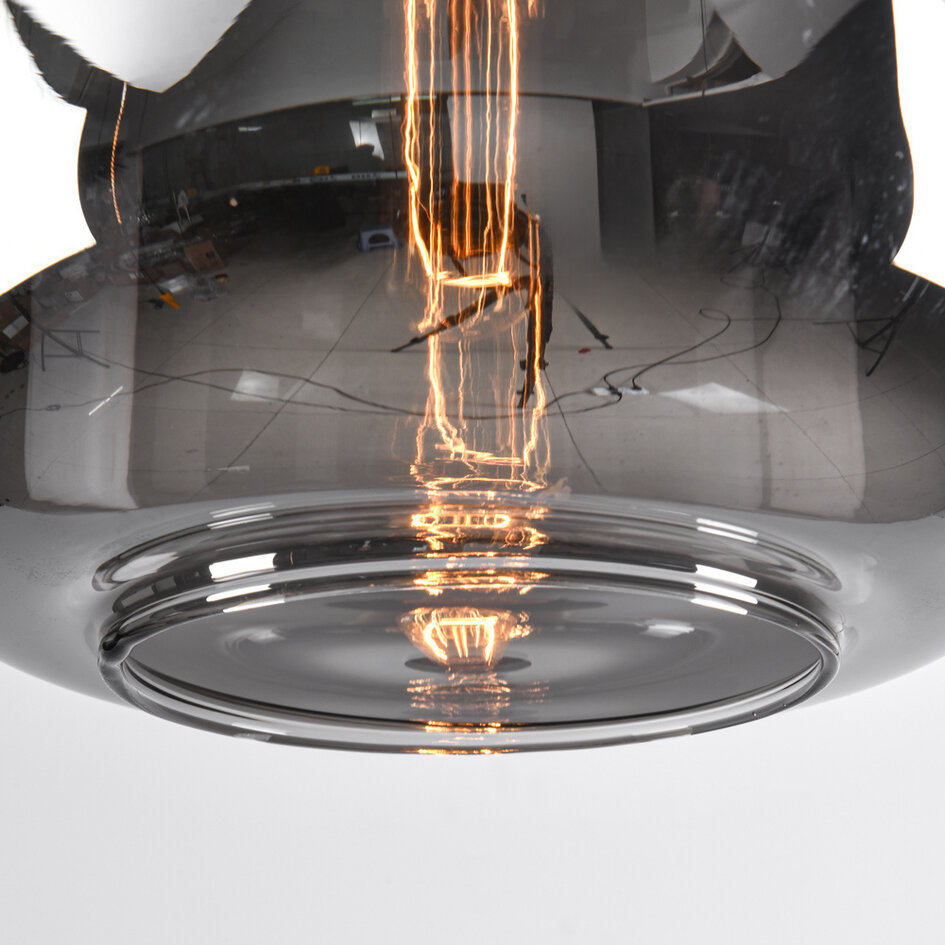 Pendellampa Sofito med en lampa - svart, guld och rökfärgat glas