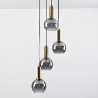 Pendellampa Imme med fyra lampor - guld och rökfärgat glas