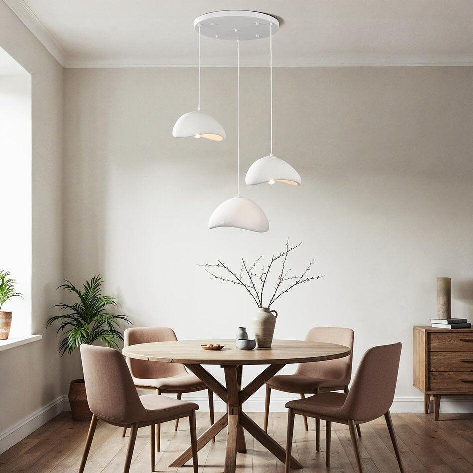 3-ljus Wabi Sabi taklampa vit steneffekt - Sora
