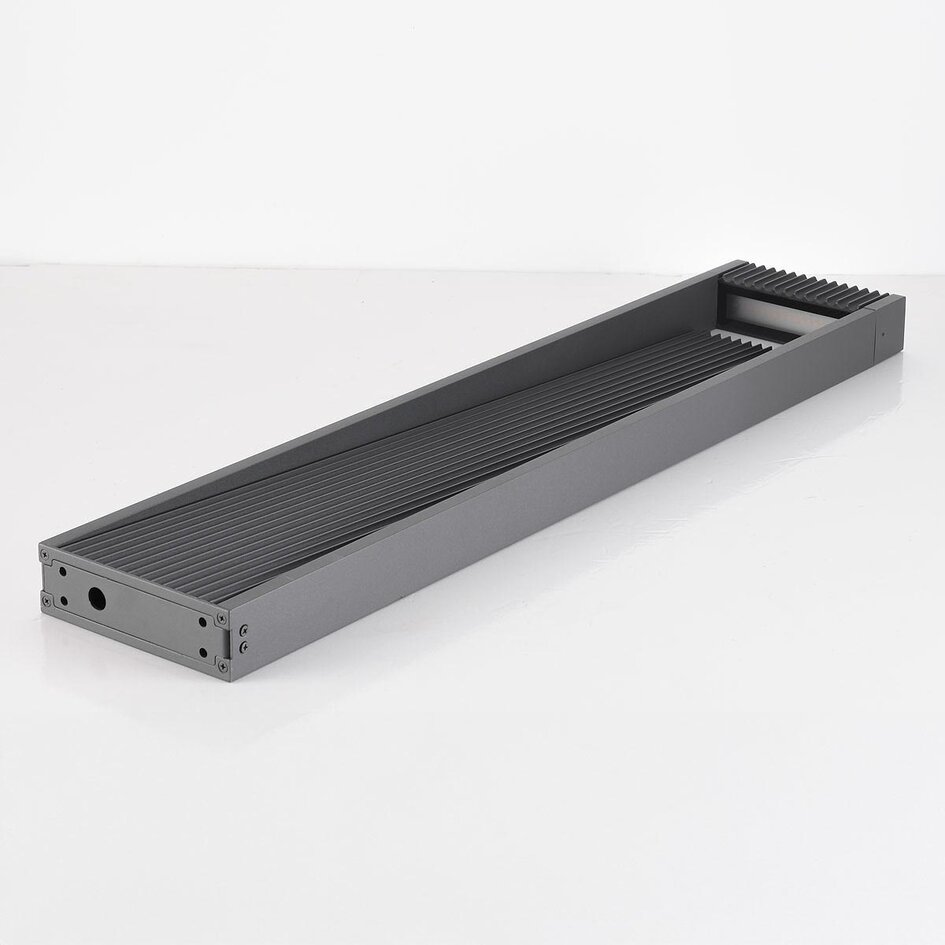 Stående utomhuslampa Andrew med räfflad design - 80 cm antracit med integrerad LED