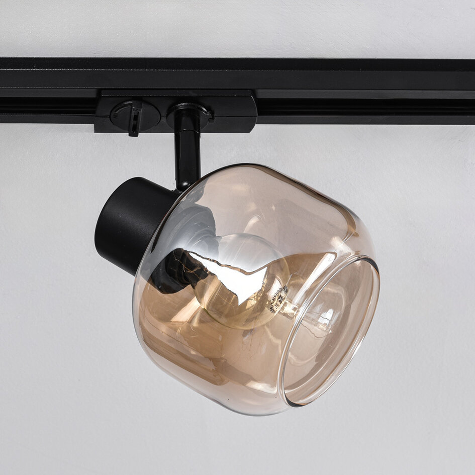 Skenspotlight Juna 1-fas, amberfärgat glas