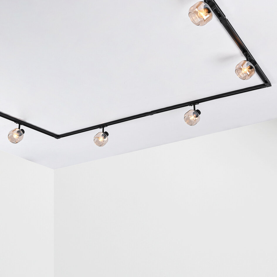Skenspotlight Juna 1-fas, amberfärgat glas
