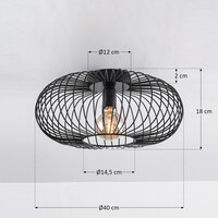 Taklampa Metal med en lampa - svart metall