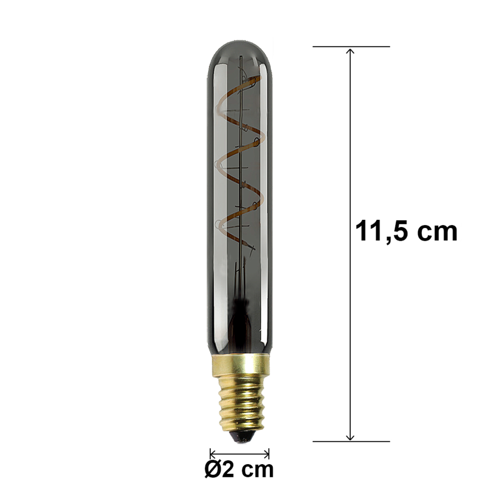 E14-rörlampa LED dimbar, rökfärgad spiral 11,5 cm (2000K)